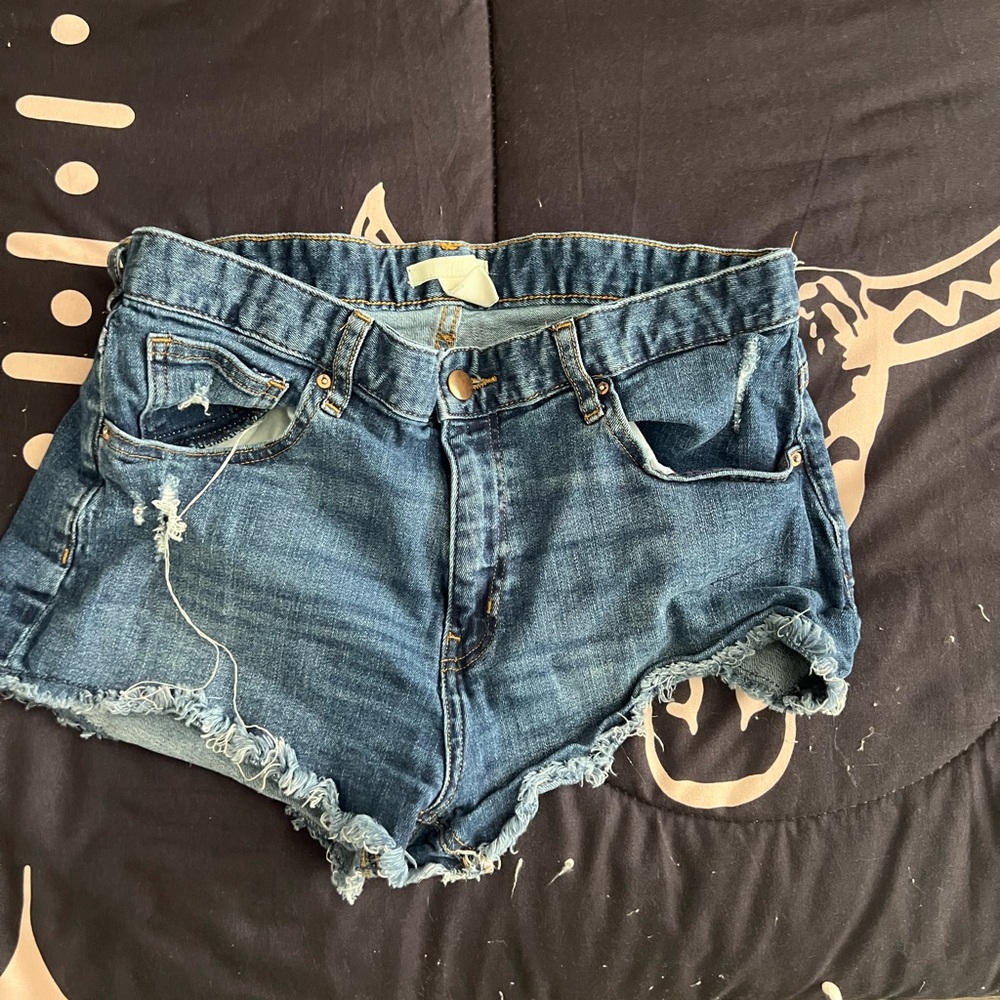 H&M Blue Jean Shorts with Frayed Hem